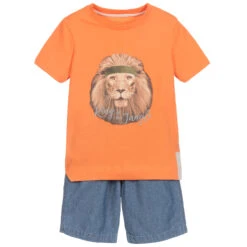 Lapin House Orange & Blue Shorts Set