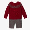 Laranjinha Boys Red Cotton Shorts Set