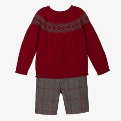 Laranjinha Boys Red Cotton Shorts Set
