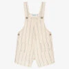 Mayoral Boys Beige Stripe Cotton & Linen Dungarees