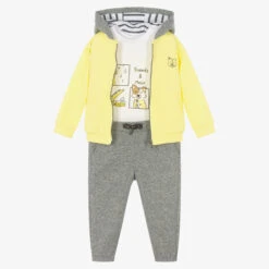 Mayoral Boys Yellow & Grey Cotton Tracksuit Set