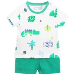 Mayoral Newborn Green & White Baby Shorts Set