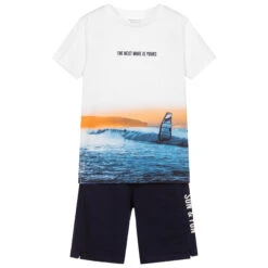 Mayoral Nukutavake Navy Blue & White Shorts Set