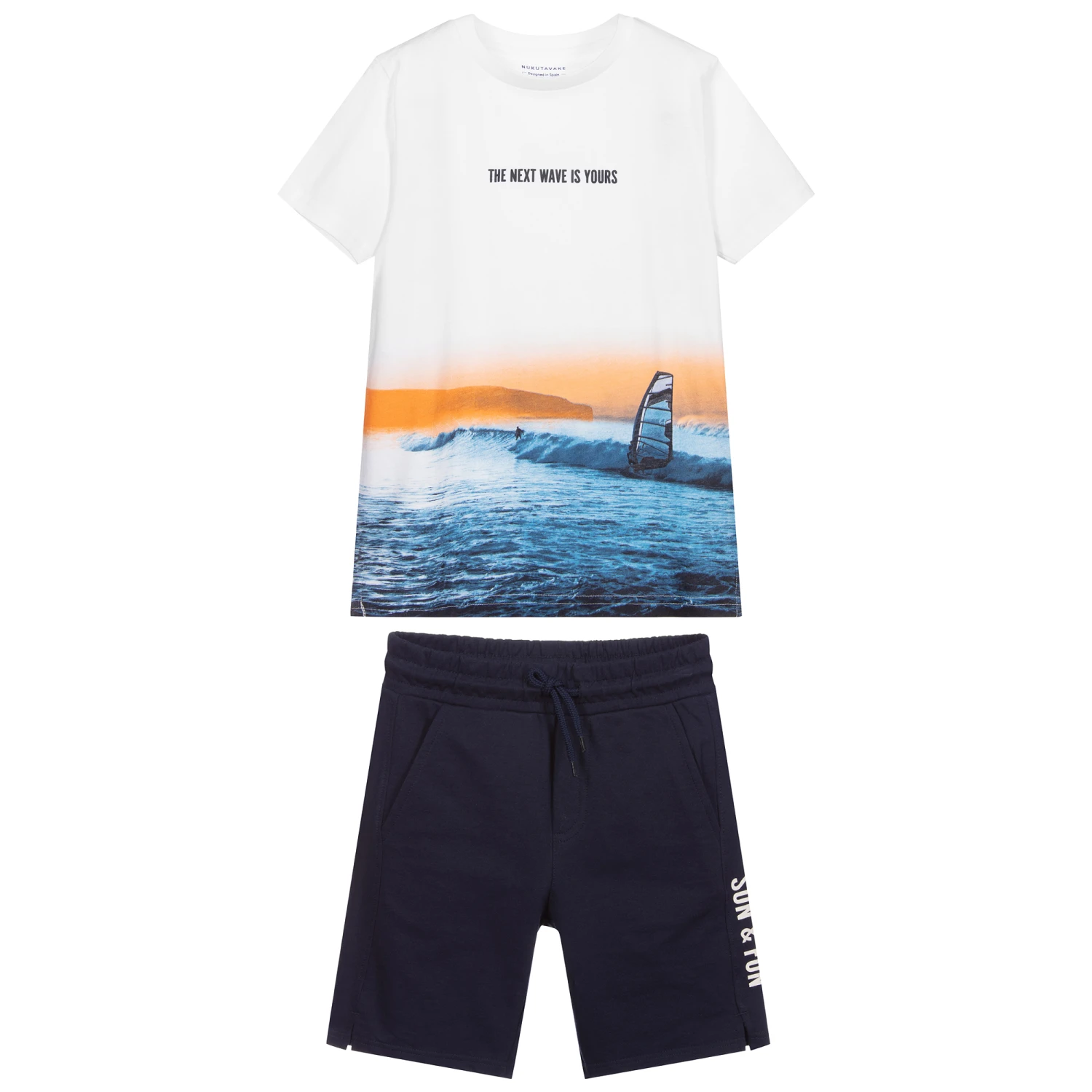 Mayoral Nukutavake Navy Blue & White Shorts Set 2 Mayoral Nukutavake Navy Blue & White Shorts Set - Image 2