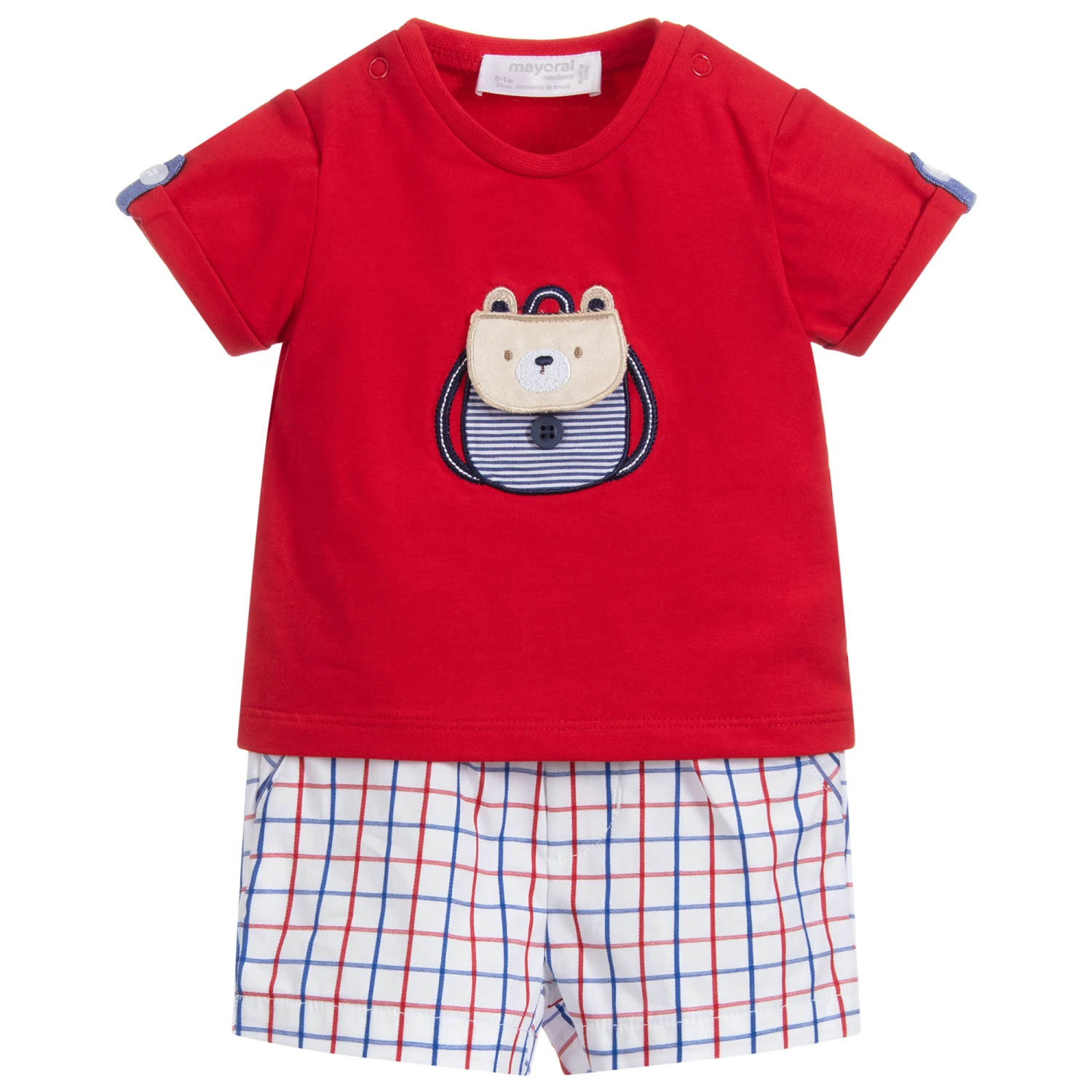 Mayoral Newborn Red & Blue Cotton Shorts Set 1 Mayoral Newborn Red & Blue Cotton Shorts Set