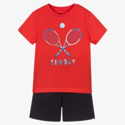 Mayoral Red & Blue Tennis Shorts Set