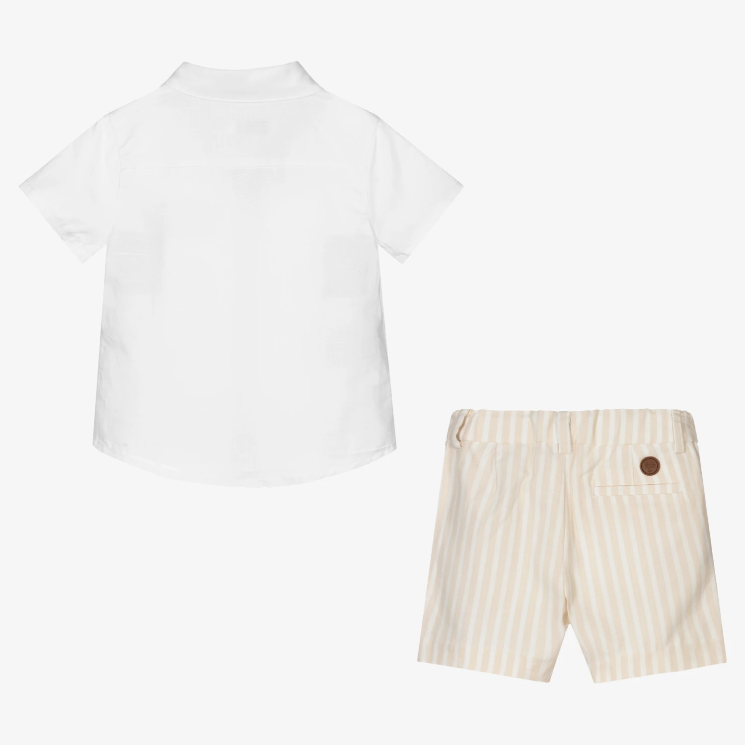 Mayoral White & Beige Linen Shorts Set 3 Mayoral White & Beige Linen Shorts Set - Image 3
