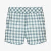 Mebi Blue Cotton Gingham Shorts