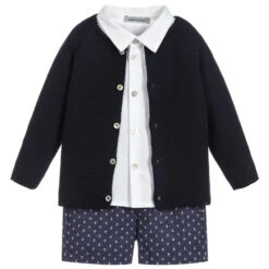 Mebi Boys Blue & White Shorts Set