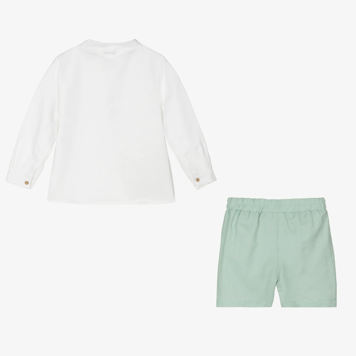 Mebi Boys Green Linen & Cotton Shorts Set 3 Mebi Boys Green Linen & Cotton Shorts Set - Image 3
