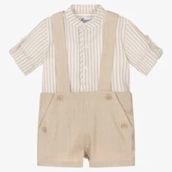 Miranda Boys Beige Striped Shorts Set