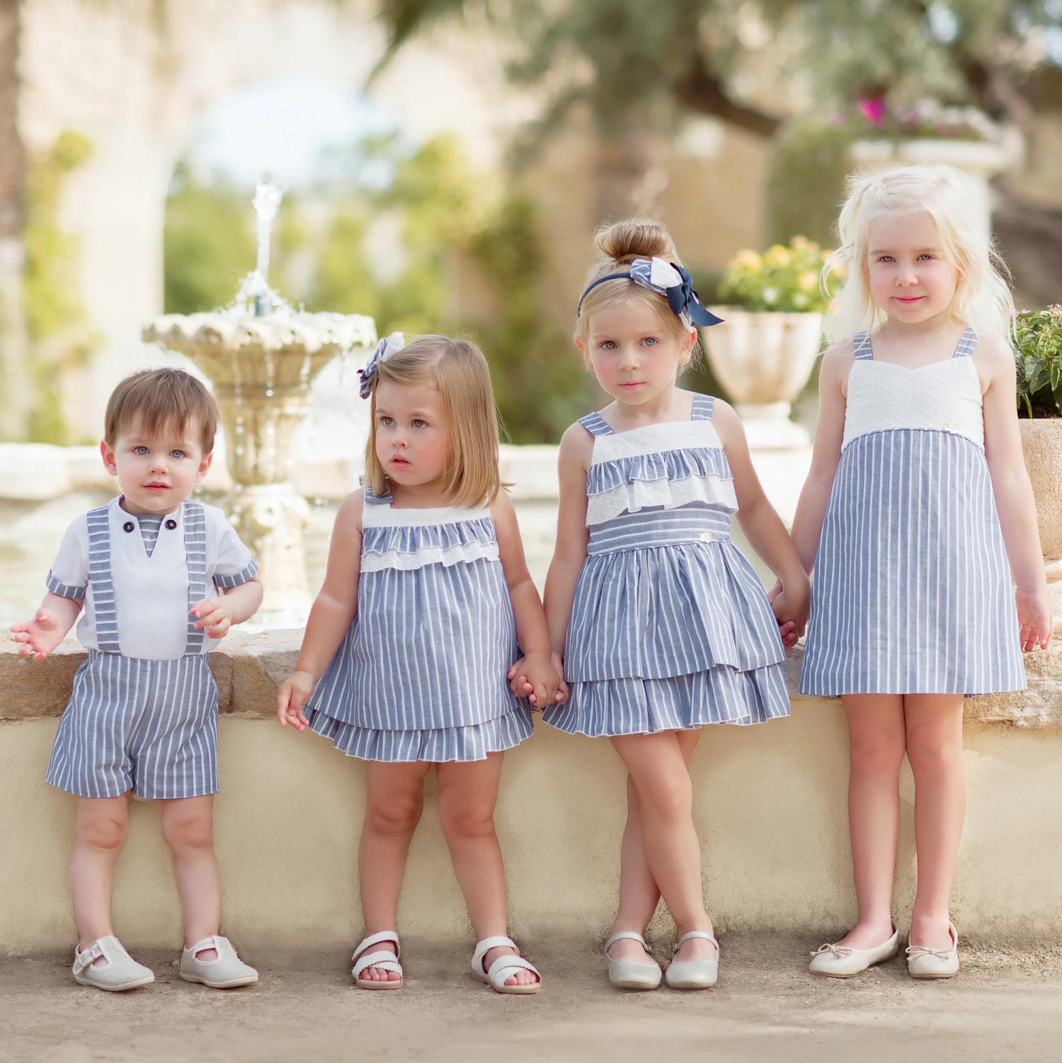 Miranda Boys Blue & White Cotton Shorts Set 2 Miranda Boys Blue & White Cotton Shorts Set - Image 2