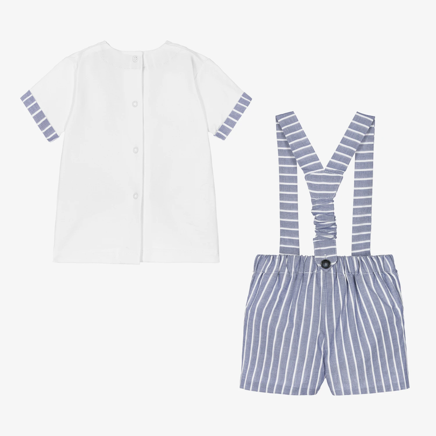 Miranda Boys Blue & White Cotton Shorts Set 4 Miranda Boys Blue & White Cotton Shorts Set - Image 4