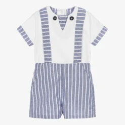 Miranda Boys Blue & White Cotton Shorts Set