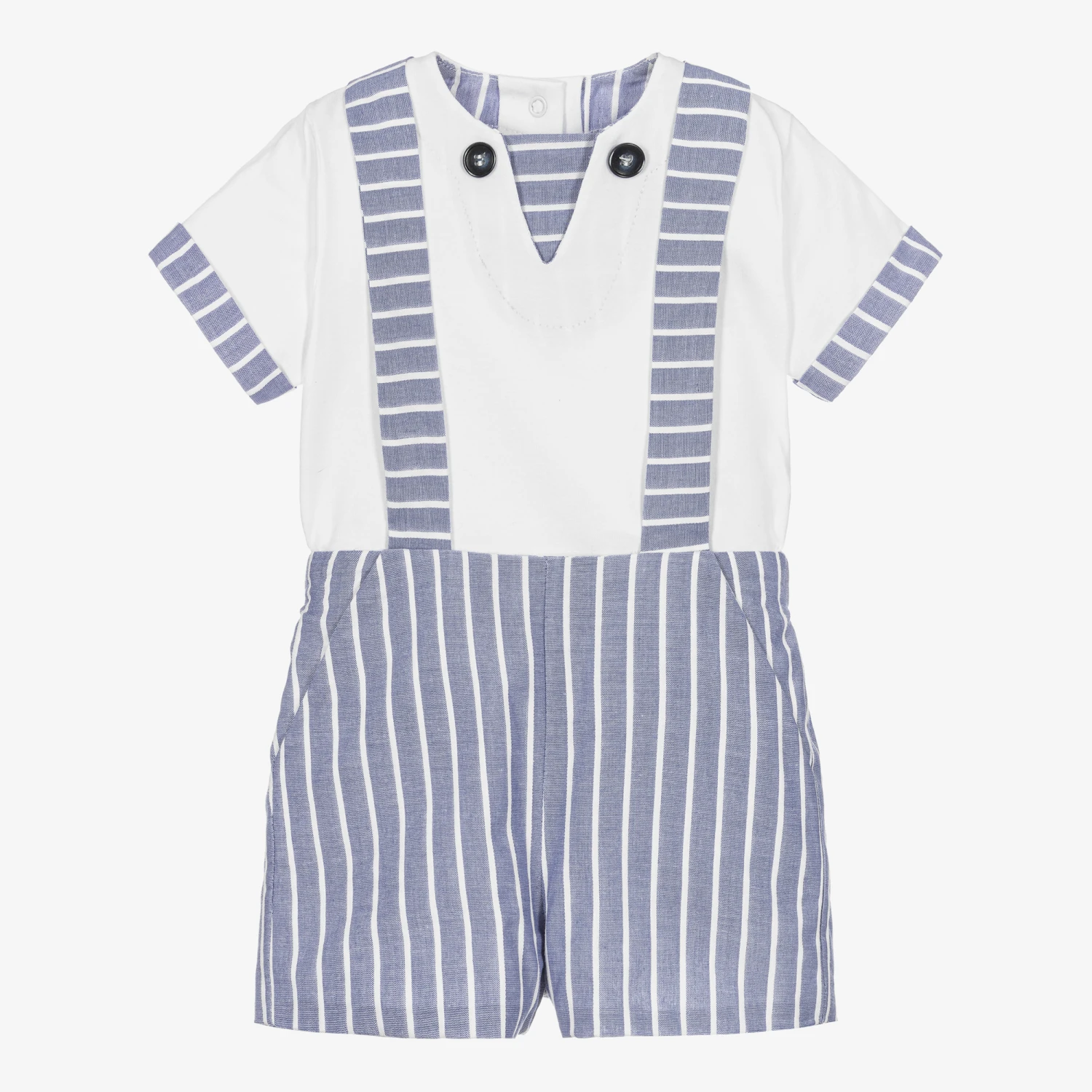 Miranda Boys Blue & White Cotton Shorts Set 1 Miranda Boys Blue & White Cotton Shorts Set