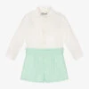 Miranda Boys Ivory & Green Shorts Set