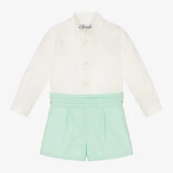 Miranda Boys Ivory & Green Shorts Set