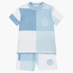 Mitch & Son Boys Blue Colourblock Shorts Set