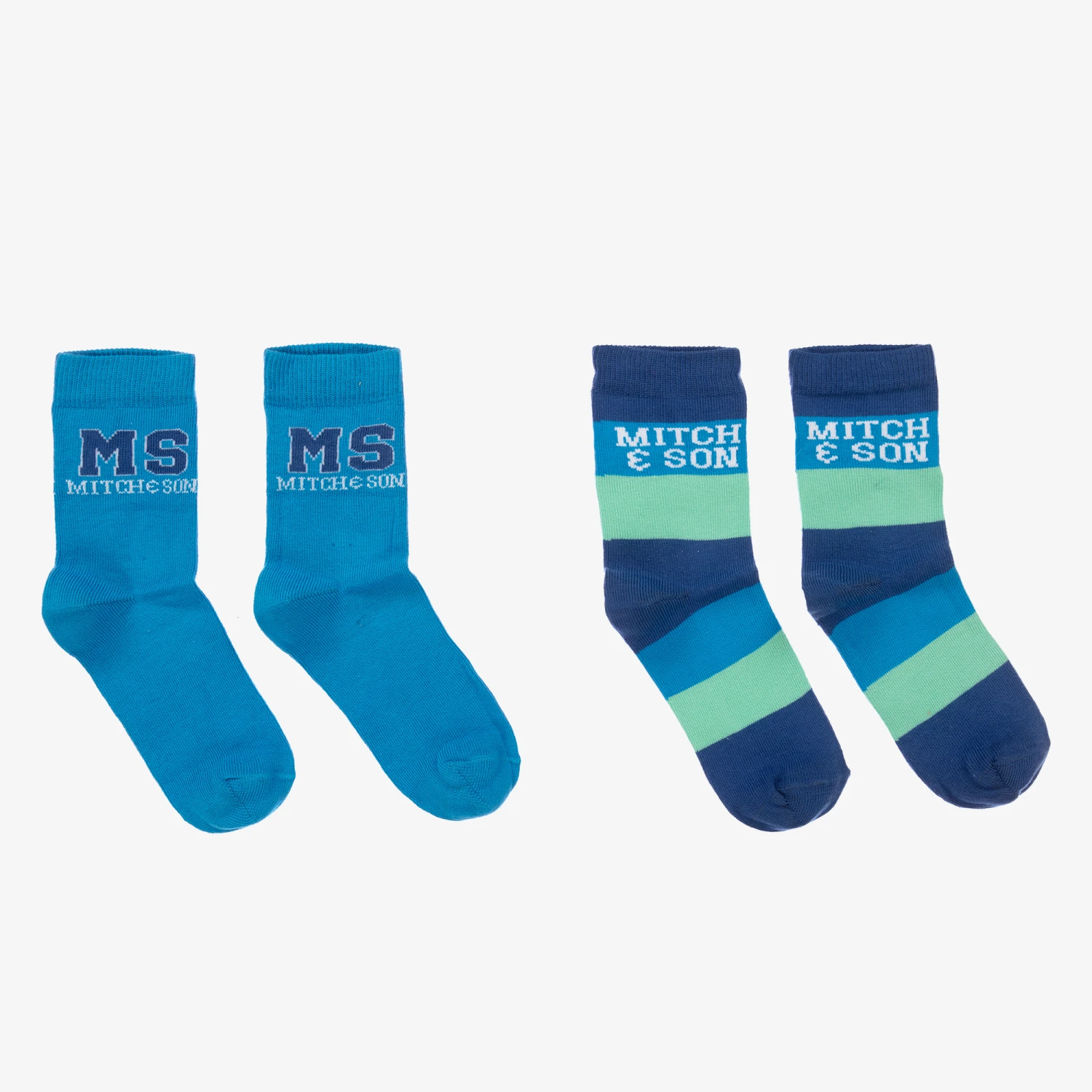 Mitch & Son Boys Blue Cotton Logo Socks (2 Pack) 1 Mitch & Son Boys Blue Cotton Logo Socks (2 Pack)