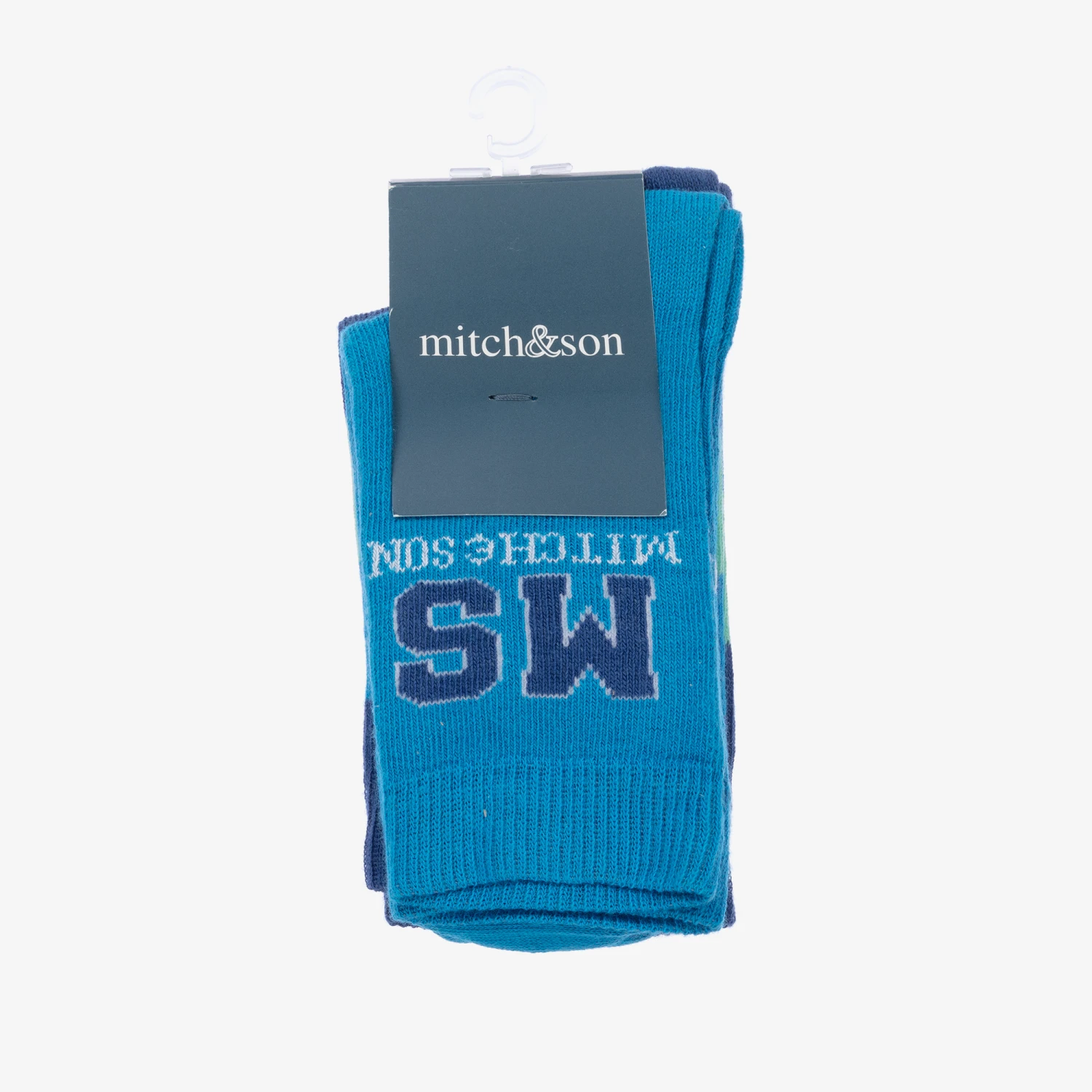 Mitch & Son Boys Blue Cotton Logo Socks (2 Pack) 2 Mitch & Son Boys Blue Cotton Logo Socks (2 Pack) - Image 2