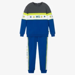 Mitch & Son Boys Blue Cotton Logo Tracksuit
