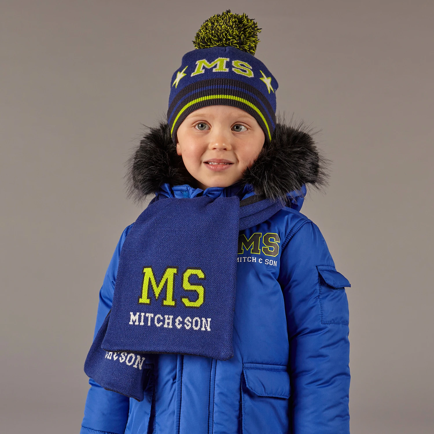 Mitch & Son Boys Blue Knitted Scarf (120cm) 2 Mitch & Son Boys Blue Knitted Scarf (120cm) - Image 2