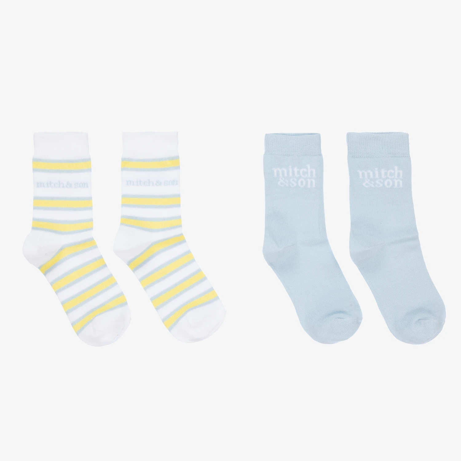 Mitch & Son Boys Blue & White Logo Socks (2 Pack) 1 Mitch & Son Boys Blue & White Logo Socks (2 Pack)