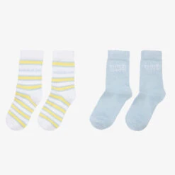 Mitch & Son Boys Blue & White Logo Socks (2 Pack) 8 Mitch & Son Boys Blue & White Logo Socks (2 Pack) -The Little Outfit Sales Store mitch son boys blue white logo socks 2 pack 506887 908e6e4918236272e3ba54cb668e4f750124ca73