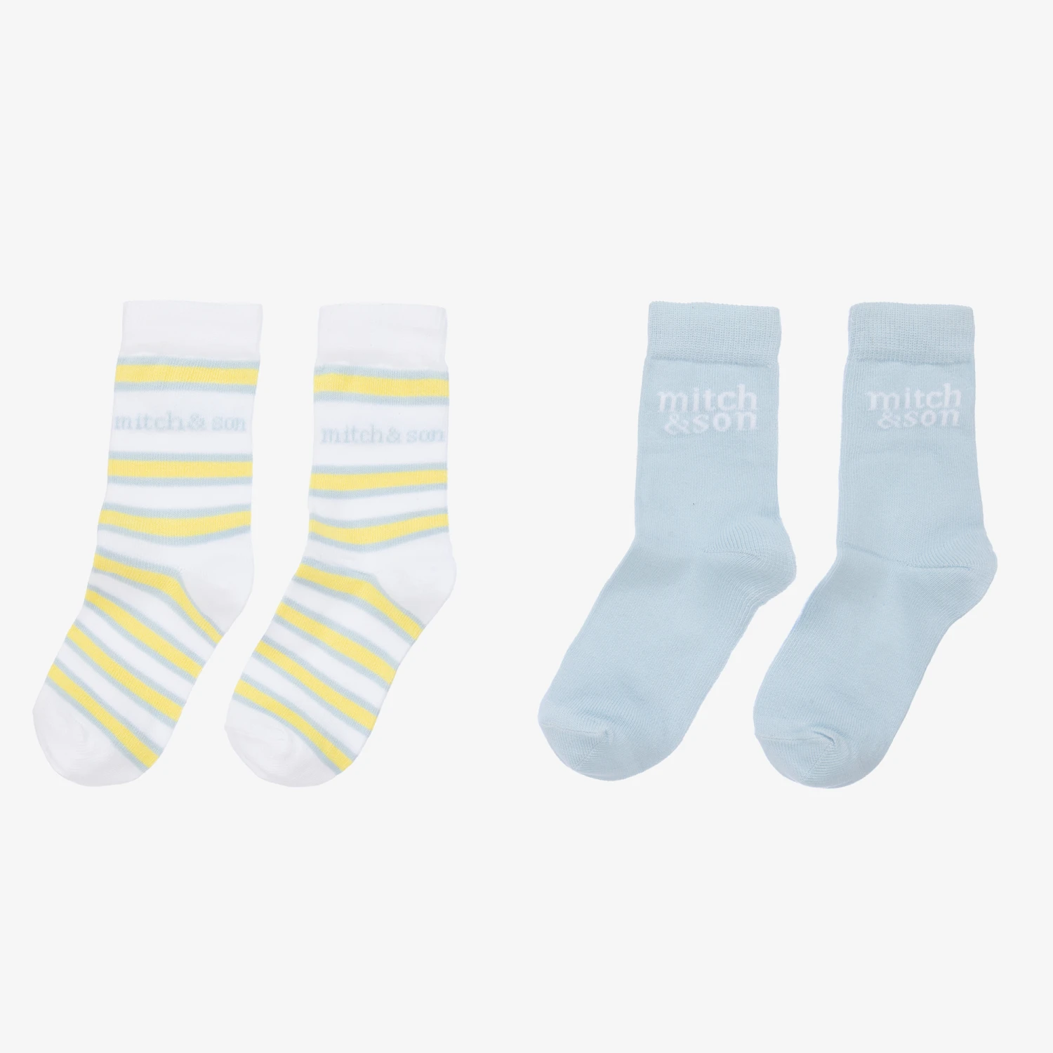 Mitch & Son Boys Blue & White Logo Socks (2 Pack) 4 Mitch & Son Boys Blue & White Logo Socks (2 Pack) - Image 4