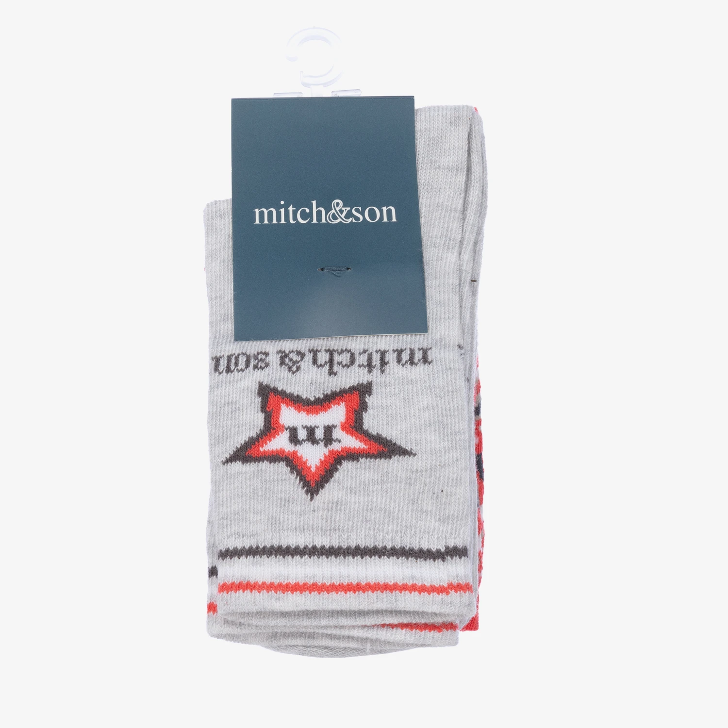 Mitch & Son Boys Grey & Red Star Socks (2 Pack) 2 Mitch & Son Boys Grey & Red Star Socks (2 Pack) - Image 2