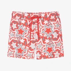 Mitch & Son Boys Red & Grey Star Swim Shorts