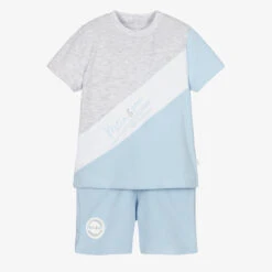 Mitch & Son Grey & Blue Stripe Shorts Set