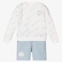Mitch & Son White & Blue Shorts Tracksuit