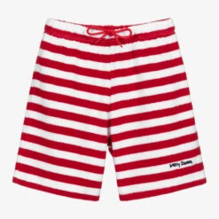 Mitty James Red Striped Cotton Towelling Shorts