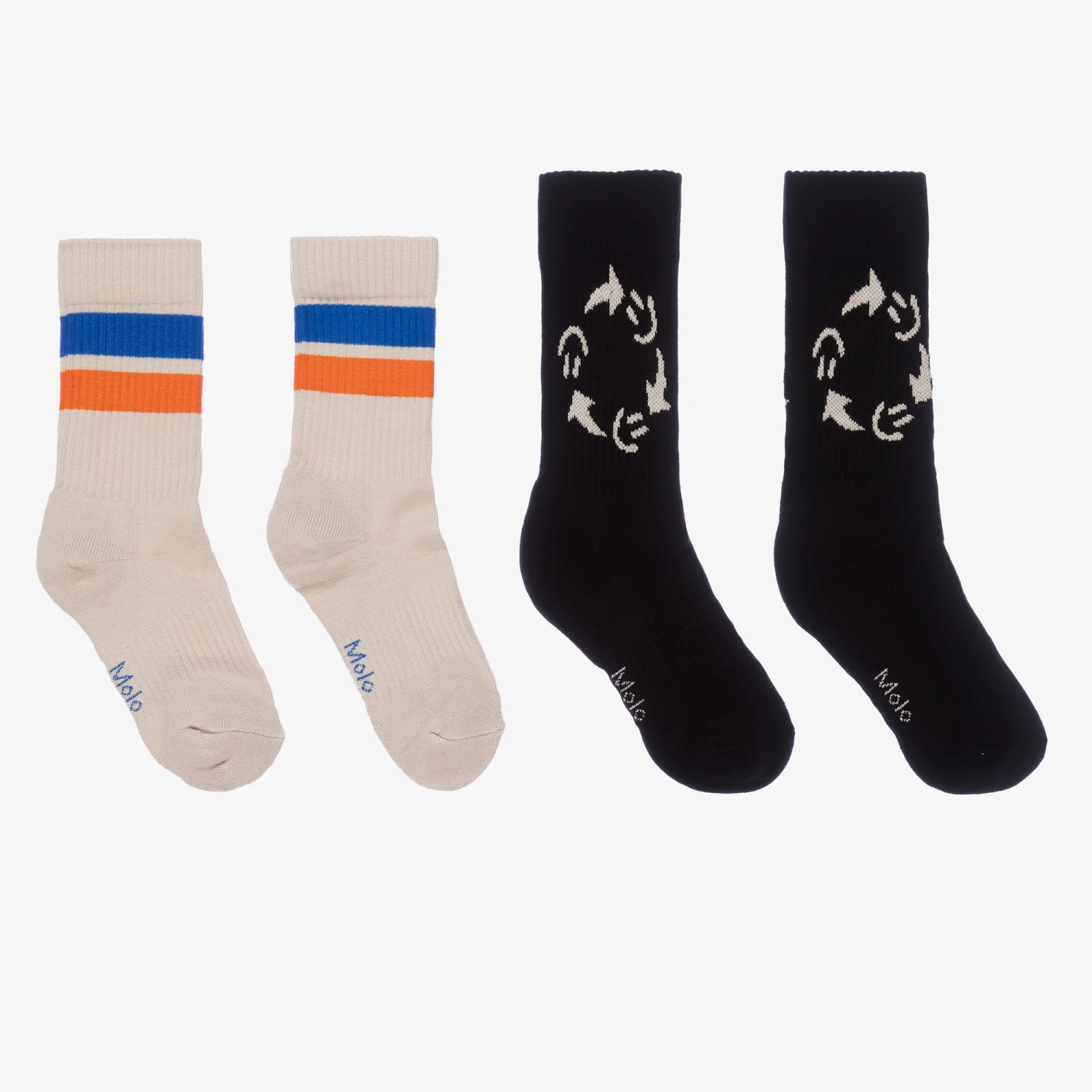 Molo Black & Beige Socks (2 Pack) 1 Molo Black & Beige Socks (2 Pack)
