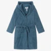 Molo Blue Cotton Hooded Bathrobe