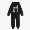 Moschino Kid-Teen Boys Black Festive Cotton Logo Tracksuit