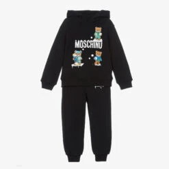 Moschino Kid-Teen Boys Black Festive Cotton Logo Tracksuit