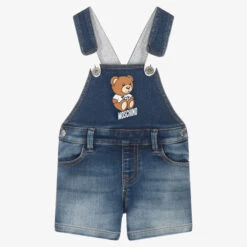 Moschino Baby Boys Blue Bear Denim Dungarees