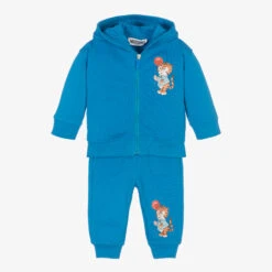 Moschino Baby Boys Blue Cotton Tracksuit