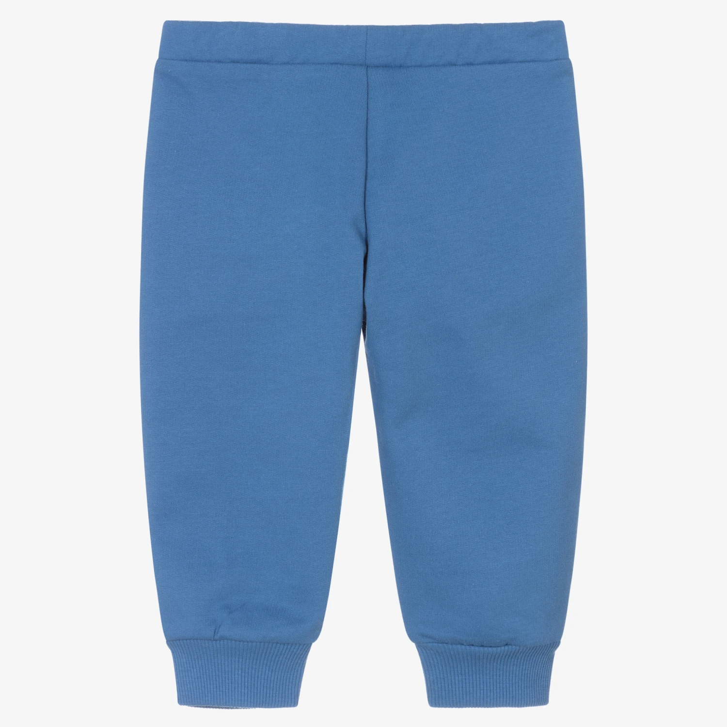 Moschino Baby Boys Blue Organic Cotton Logo Joggers 2 Moschino Baby Boys Blue Organic Cotton Logo Joggers - Image 2