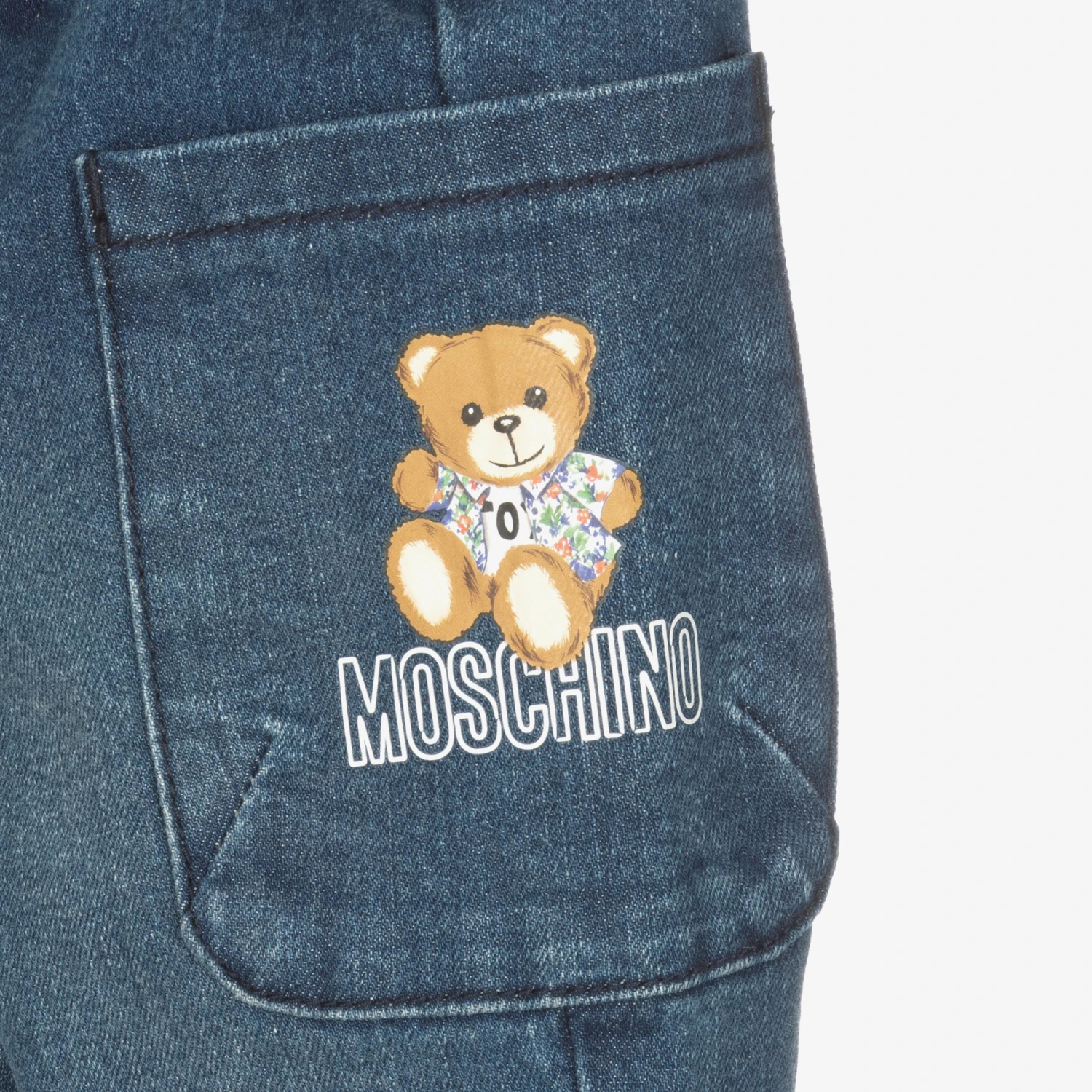 Moschino Baby Boys Blue Teddy Bear Denim Jeans 3 Moschino Baby Boys Blue Teddy Bear Denim Jeans - Image 3
