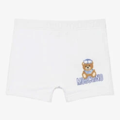 Moschino Baby Boys White Teddy Bear Logo Swim Shorts