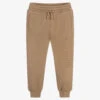 Moschino Kid-Teen Dark Beige Cotton Logo Joggers