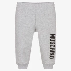 Moschino Baby Grey Jersey Logo Joggers