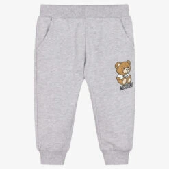Moschino Baby Grey Marl Cotton Logo Joggers