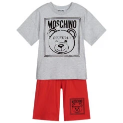 Moschino Kid-Teen Grey & Red Shorts Set