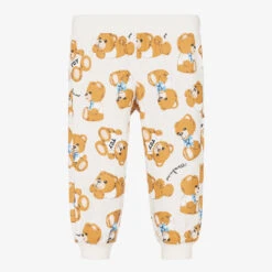 Moschino Baby Ivory & Beige Teddy Bear Cotton Joggers