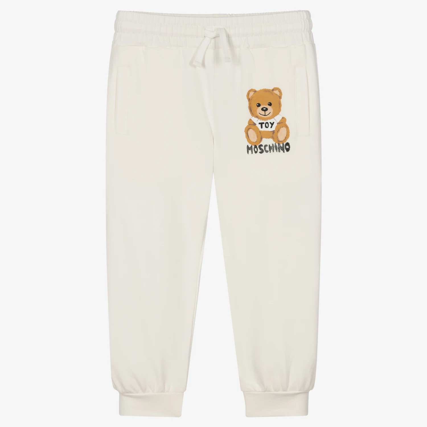 Moschino Kid-Teen Ivory Cotton Jersey Joggers 1 Moschino Kid-Teen Ivory Cotton Jersey Joggers
