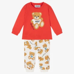 Moschino Baby Ivory & Red Teddy Trouser Set